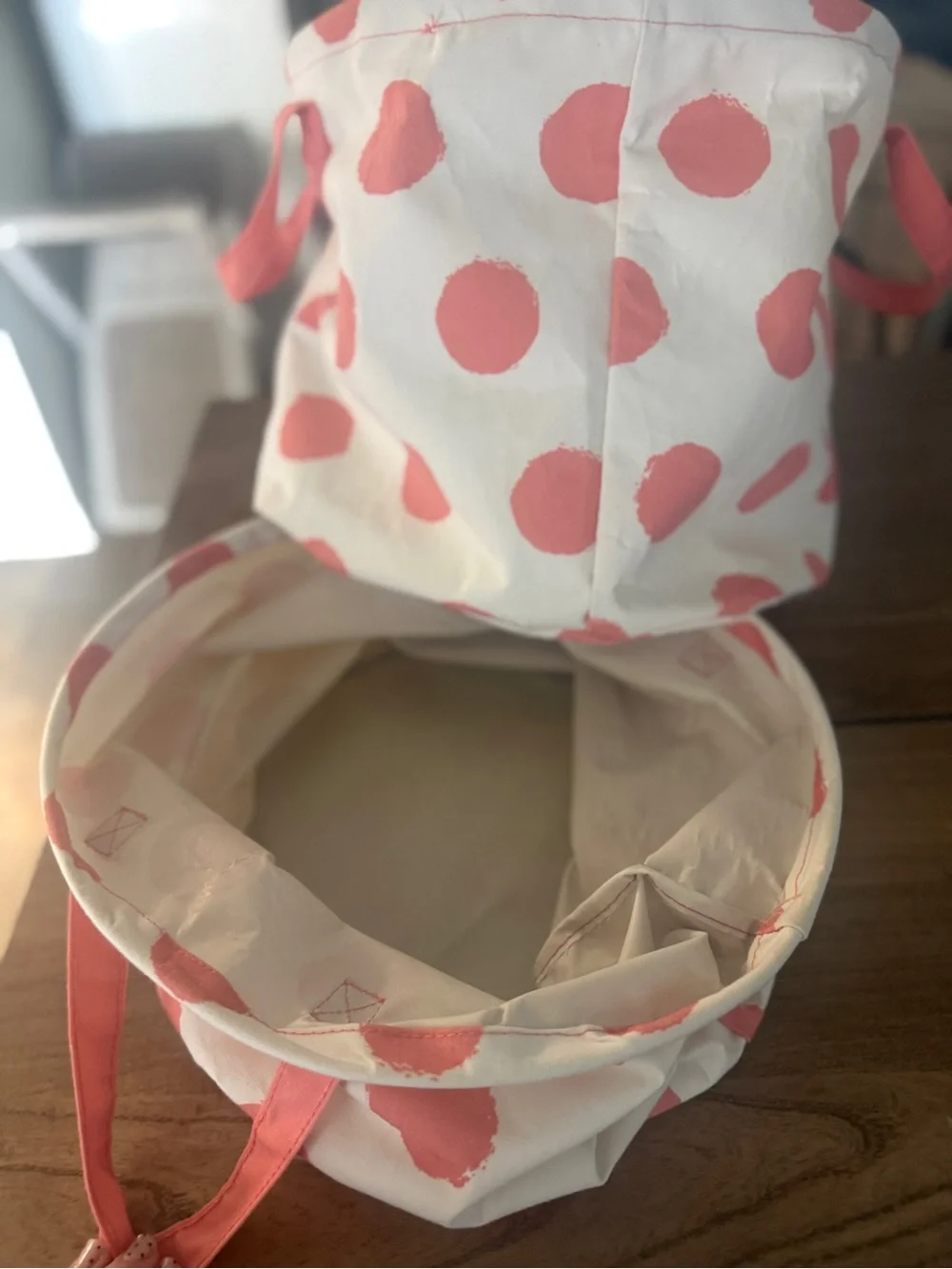 Hobby Lobby Pink Polka Dot Fabric Storage Bins (Set of 2)